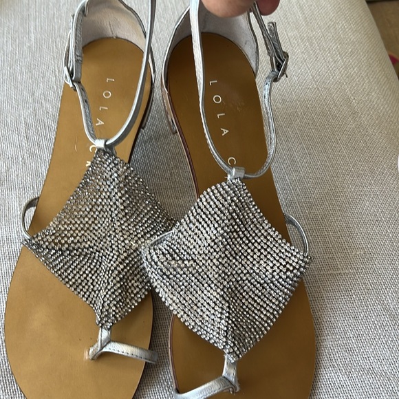 Free People New Lola Cruz Flat metallic Silver rhinestone sandal. Super Chic❤️🌈 - Picture 8 of 12